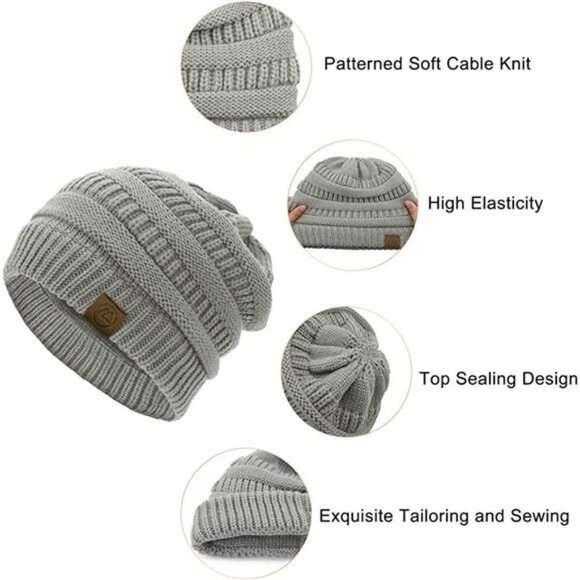 4 Pcs Women\'s Winter Hats Cable Knit Beanie Soft Beanies Thick Winter Hat main image 4